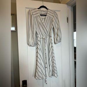 Calvin Klein white and grey striped dress size 2